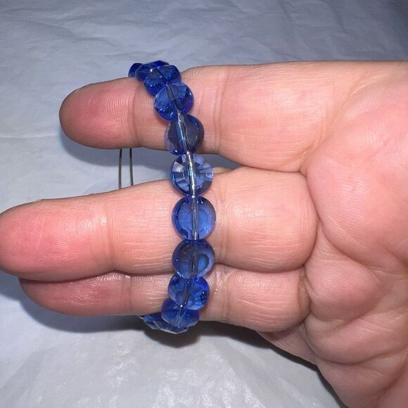 Alex and Ani Blue Luna Silver Tone Bead Expandable Bangle Bracelet - Picture 3 of 7